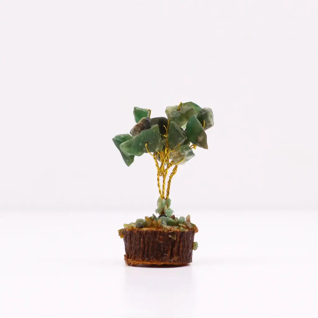 Mini Gemstone Tree On Wood Base – Green Aventurine (15 stones) | www.artisangoods.co.uk