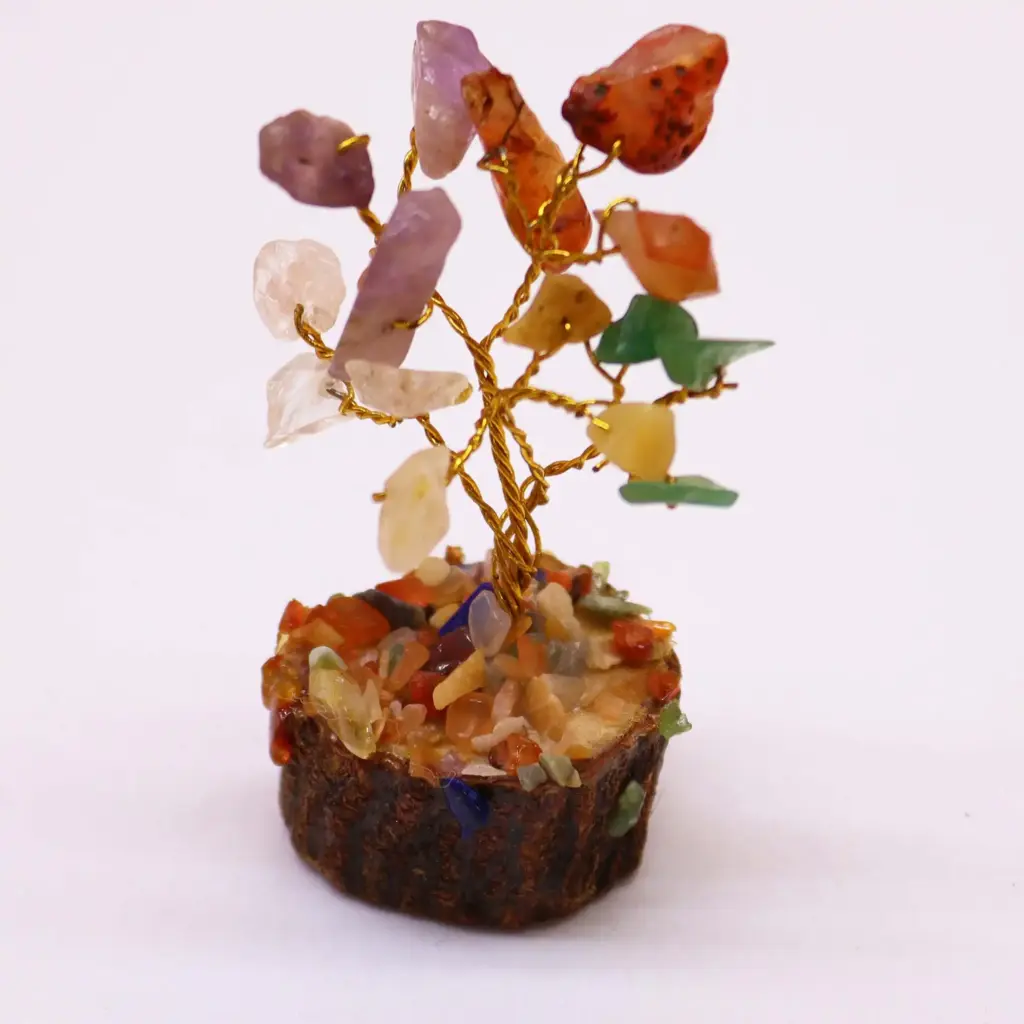 Mini Gemstone Tree On Wood Base – Multi Stones (15 stones) | www.artisangoods.co.uk 5