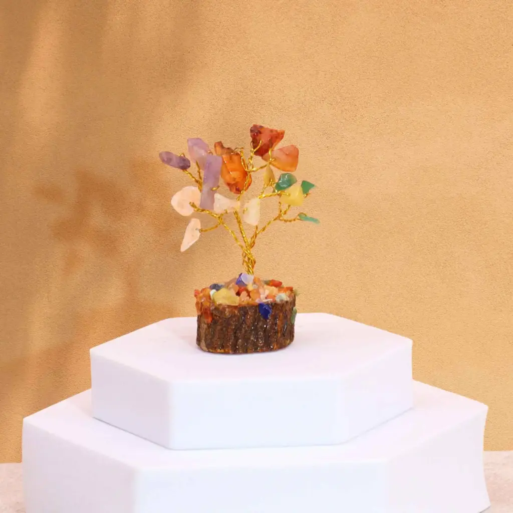 Mini Gemstone Tree On Wood Base – Multi Stones (15 stones) | www.artisangoods.co.uk 6