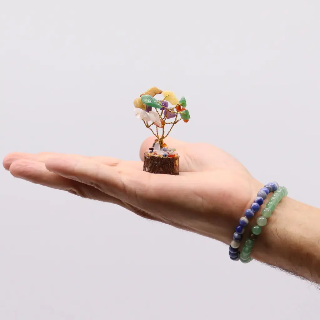 Mini Gemstone Tree On Wood Base – Multi Stones (15 stones) | www.artisangoods.co.uk 4