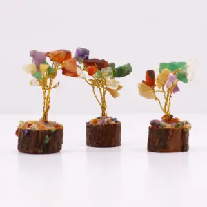 Mini Gemstone Tree On Wood Base – Multi Stones (15 stones) | www.artisangoods.co.uk 3