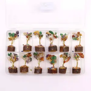 Mini Gemstone Tree On Wood Base – Multi Stones (15 stones) | www.artisangoods.co.uk 2