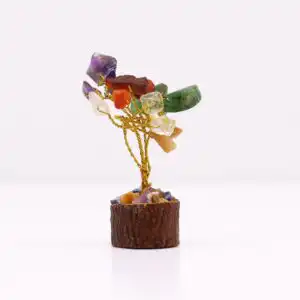 Mini Gemstone Tree On Wood Base – Multi Stones (15 stones) | www.artisangoods.co.uk 1