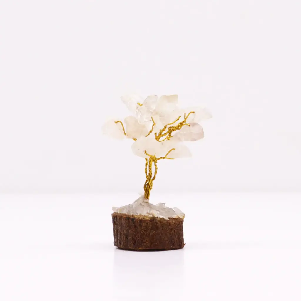 Mini Gemstone Tree On Wood Base – Rock Quartz (15 stones) | www.artisangoods.co.uk