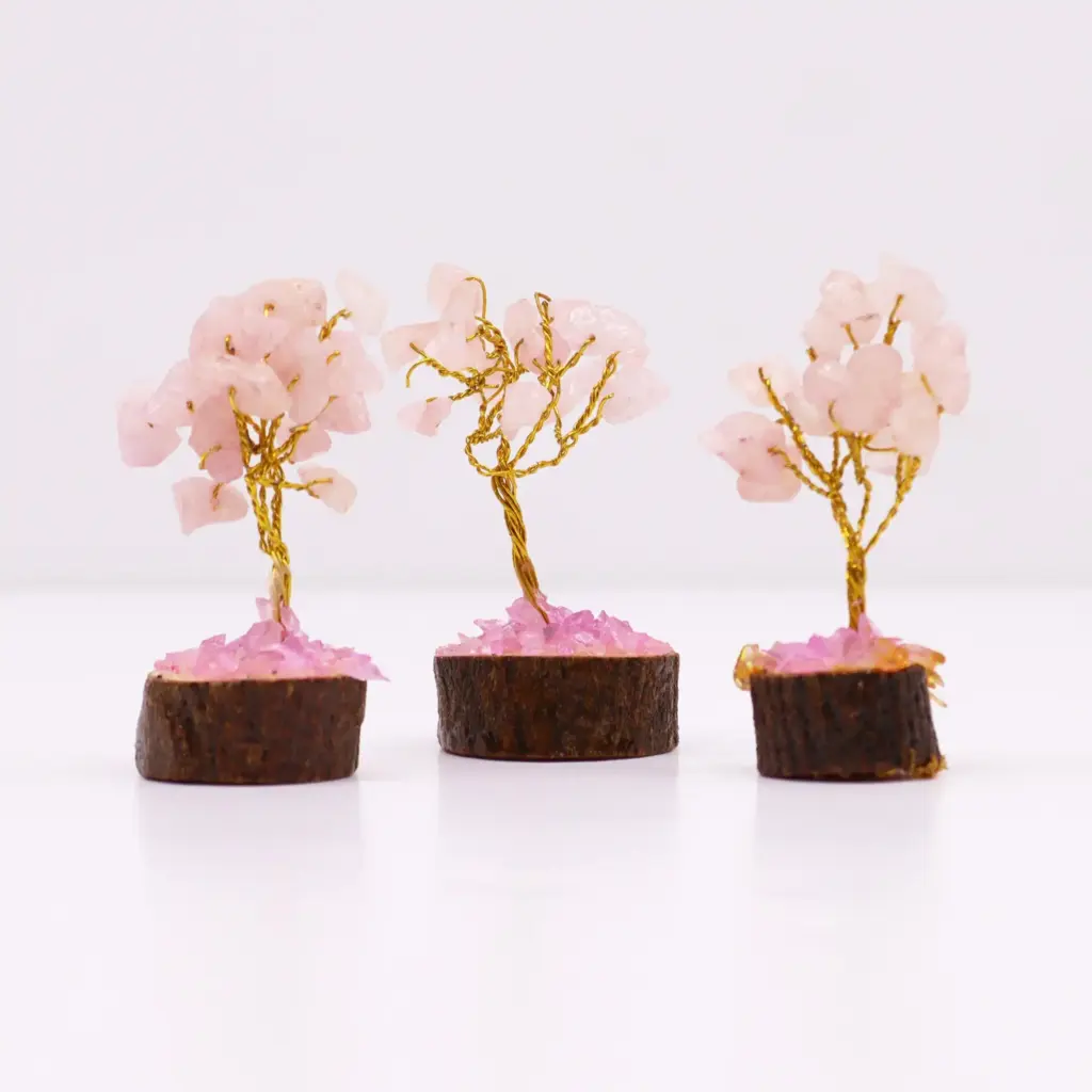 Mini Gemstone Tree On Wood Base – Rose Quartz (15 stones) | www.artisangoods.co.uk 2 Mini Gemstone Tree On Wood Base – Rose Quartz (15 stones) | www.artisangoods.co.uk 2