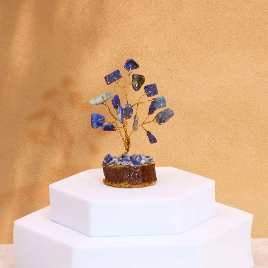 Mini Gemstone Tree On Wood Base – Sodalite (15 stones) | www.artisangoods.co.uk 6