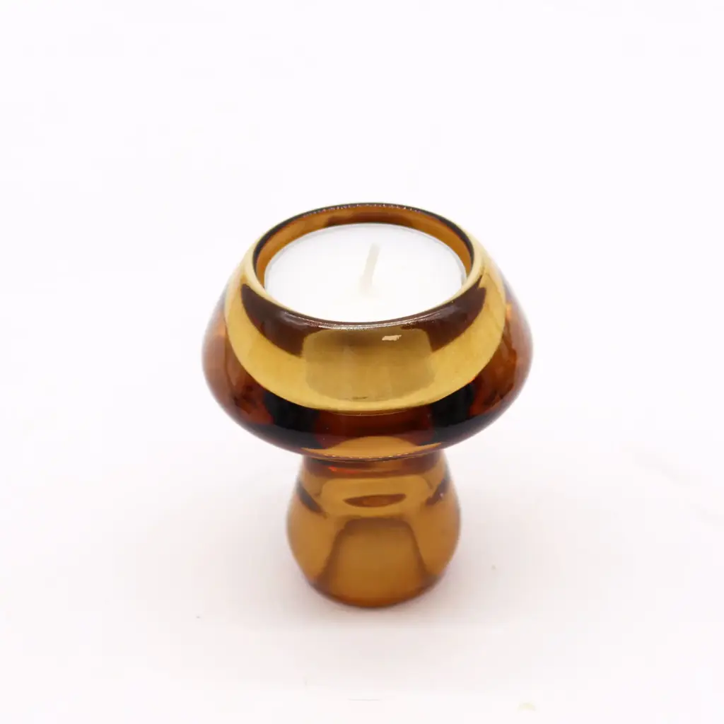 Mushroom Flip Dinner Candle / Tealight Holder – Antique Amber | www.artisangoods.co.uk
