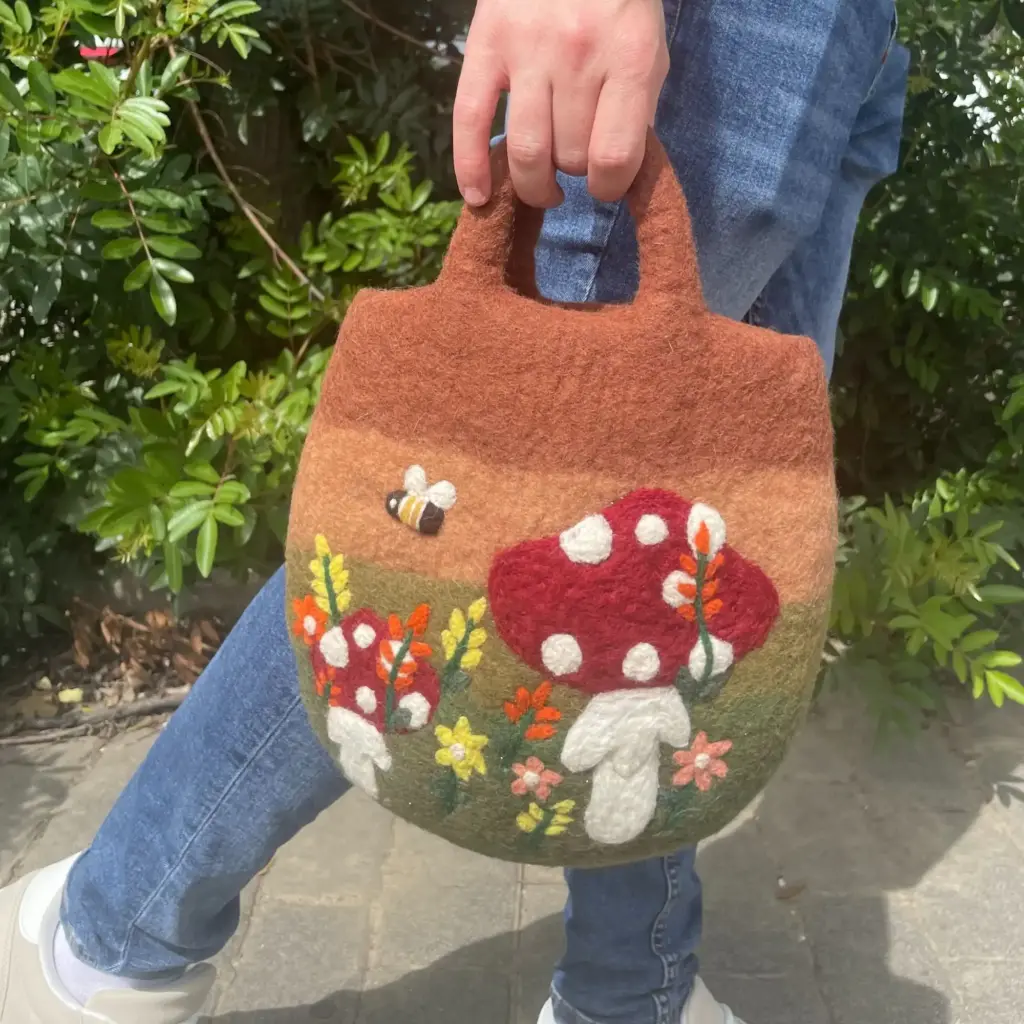 Mushroom Garden Felted Bag | www.artisangoods.co.uk 4