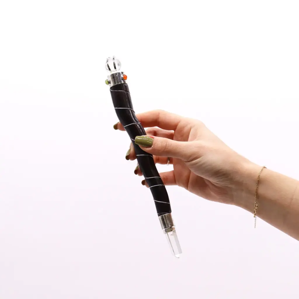 Natural Curved Wood and Rock Quartz Wand | www.artisangoods.co.uk 2