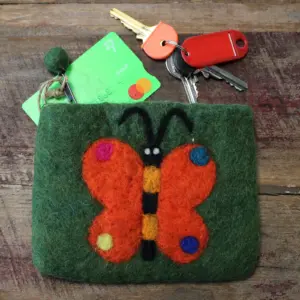 Natural Felt Zipper Pouch (asst) – Big Butterfly | www.artisangoods.co.uk 6