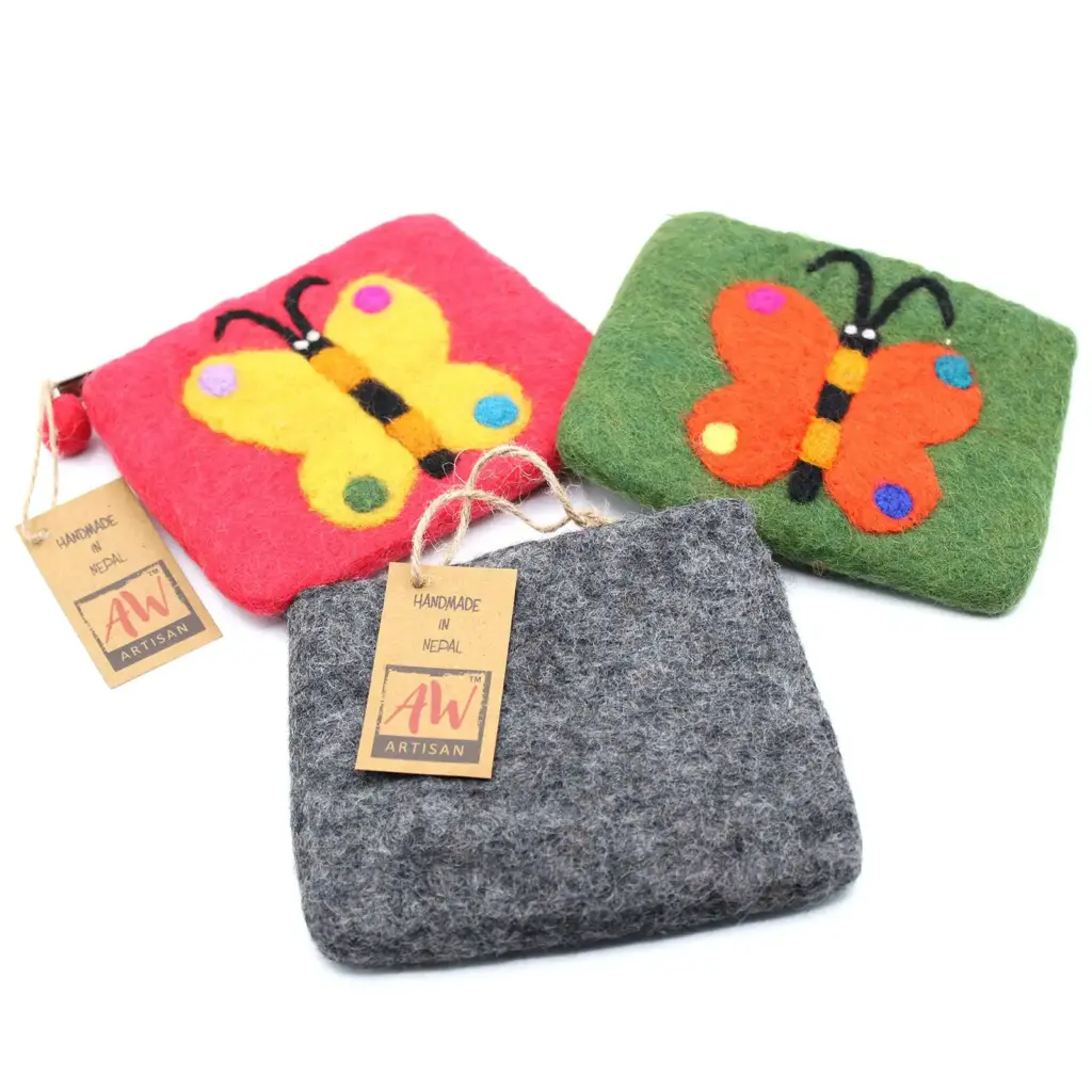 Natural Felt Zipper Pouch (asst) – Big Butterfly | www.artisangoods.co.uk 4 Natural Felt Zipper Pouch (asst) – Big Butterfly | www.artisangoods.co.uk 4