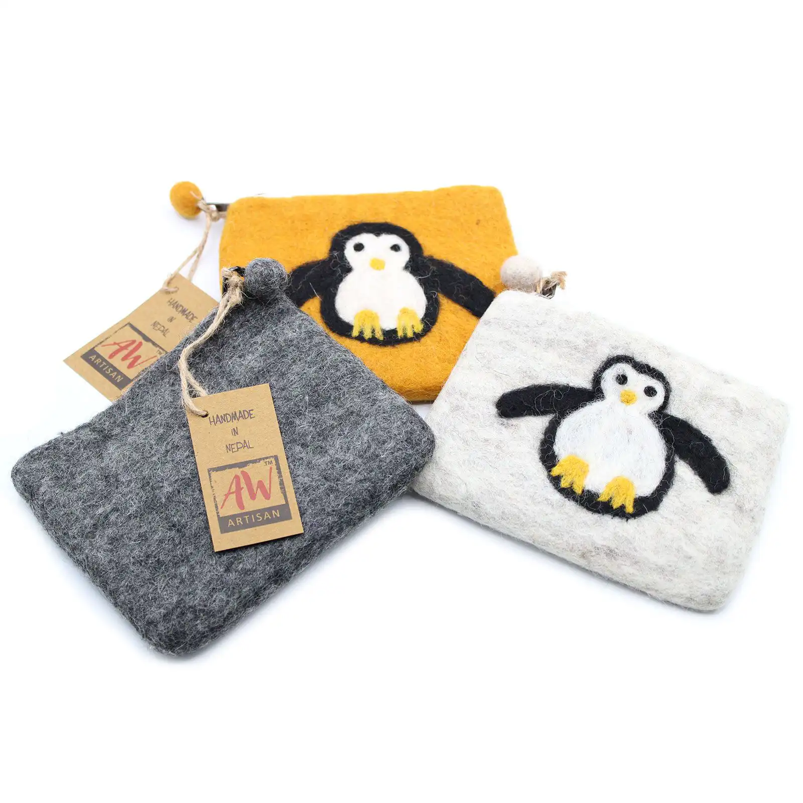 Natural Felt Zipper Pouch (asst) – Cute Penguin | www.artisangoods.co.uk 5 Natural Felt Zipper Pouch (asst) – Cute Penguin | www.artisangoods.co.uk 4