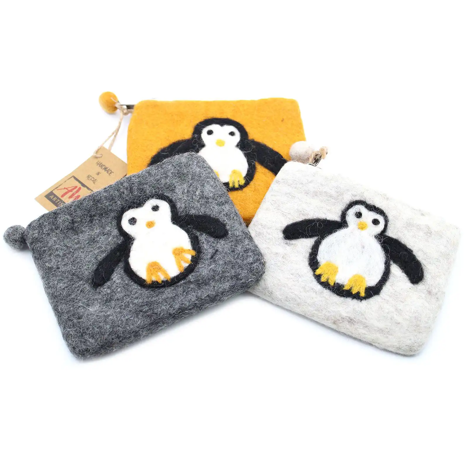 Natural Felt Zipper Pouch (asst) – Cute Penguin | www.artisangoods.co.uk 4 Natural Felt Zipper Pouch (asst) – Cute Penguin | www.artisangoods.co.uk 3