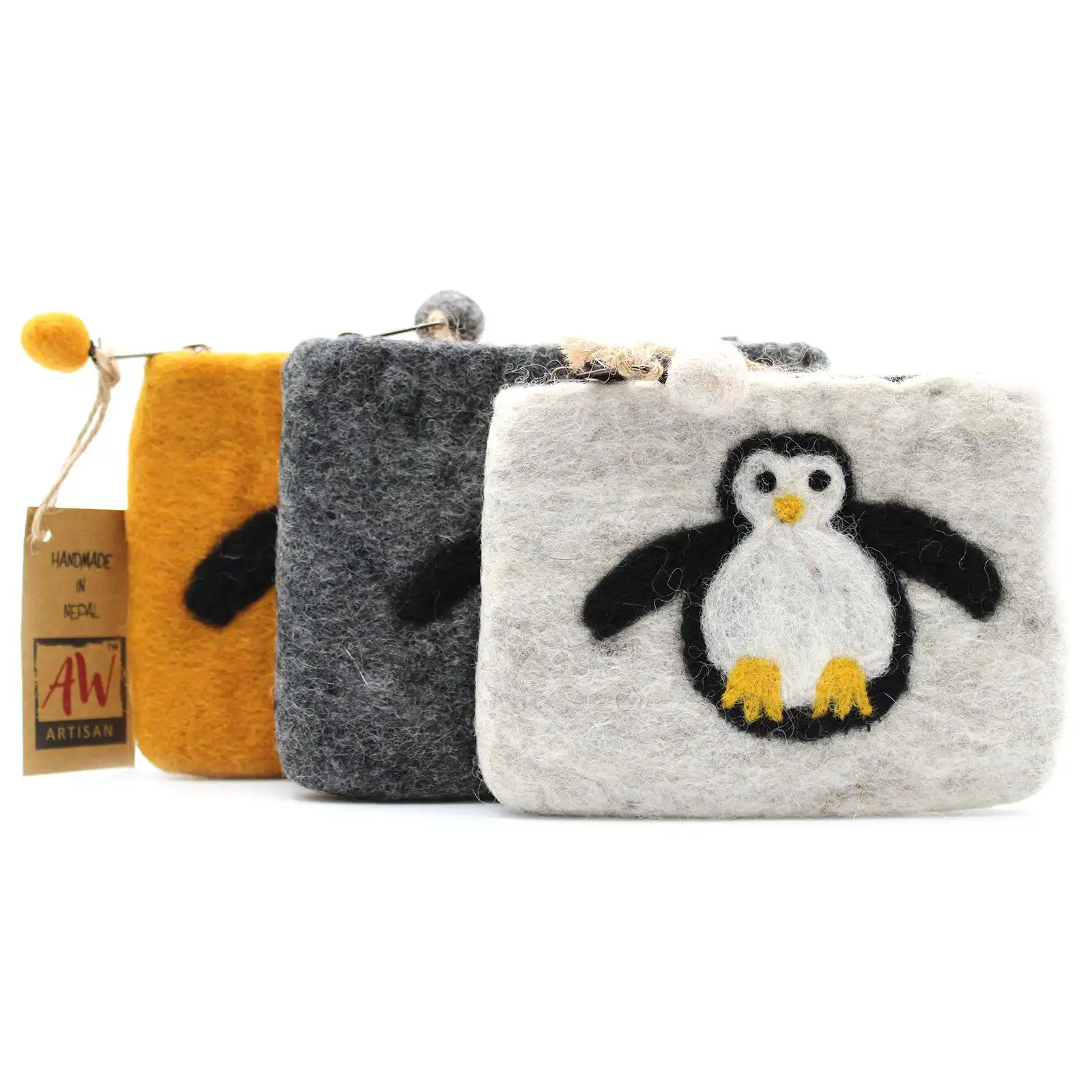 Natural Felt Zipper Pouch (asst) – Cute Penguin | www.artisangoods.co.uk 3 Natural Felt Zipper Pouch (asst) – Cute Penguin | www.artisangoods.co.uk 2