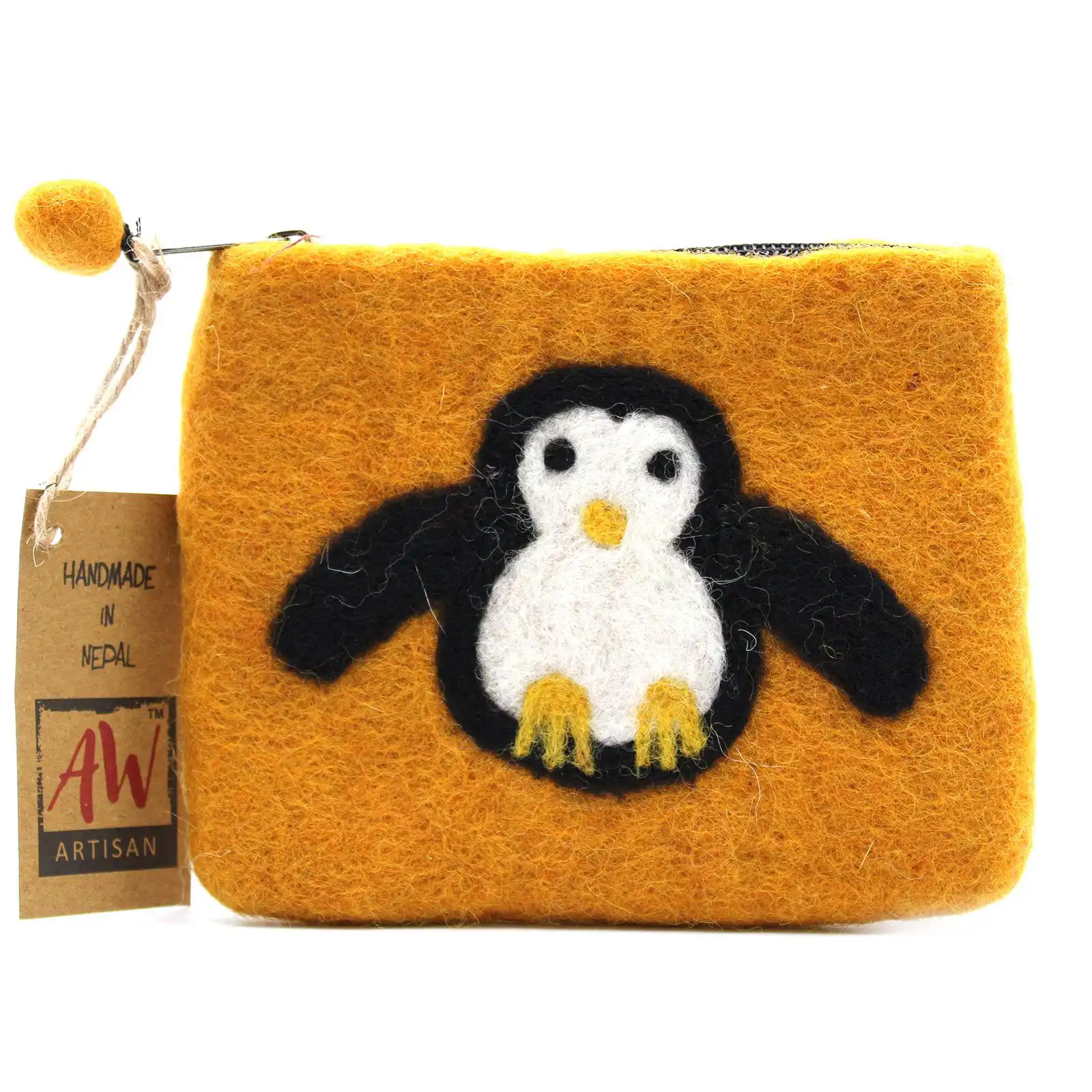 Natural Felt Zipper Pouch (asst) – Cute Penguin | www.artisangoods.co.uk 2 Natural Felt Zipper Pouch (asst) – Cute Penguin | www.artisangoods.co.uk 1