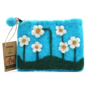 Natural Felt Zipper Pouch (asst) – Flower Garden | www.artisangoods.co.uk 1