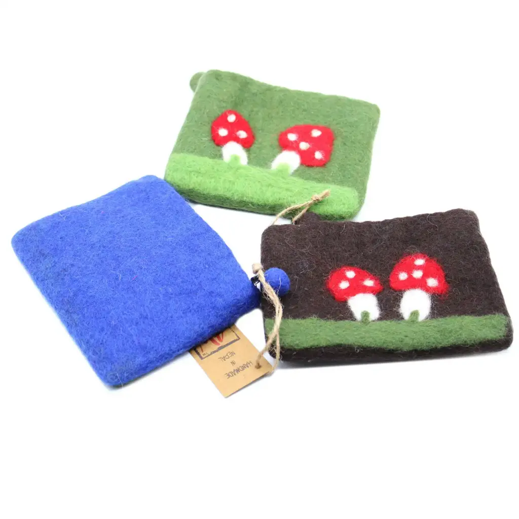 Natural Felt Zipper Pouch (asst) – Mystic Mushrooms | www.artisangoods.co.uk 4 Natural Felt Zipper Pouch (asst) – Mystic Mushrooms | www.artisangoods.co.uk 4