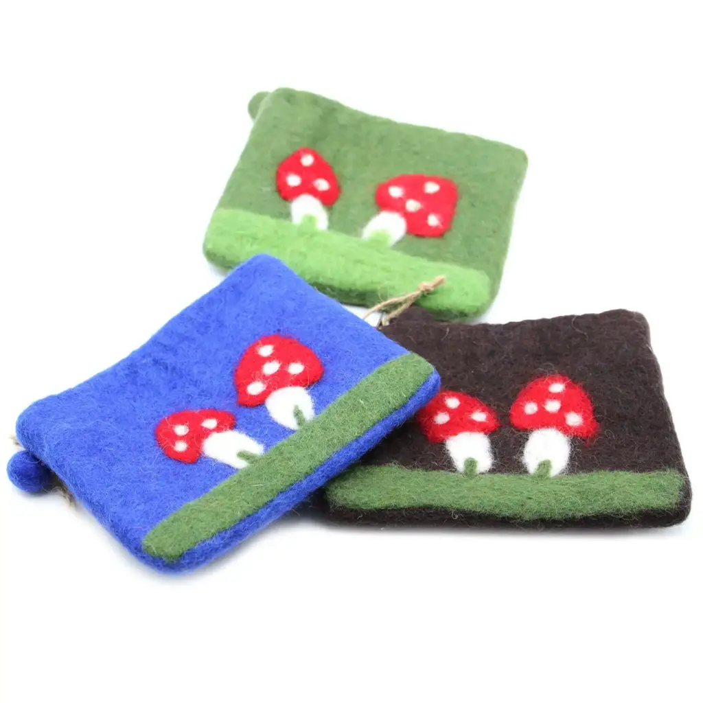 Natural Felt Zipper Pouch (asst) – Mystic Mushrooms | www.artisangoods.co.uk 3 Natural Felt Zipper Pouch (asst) – Mystic Mushrooms | www.artisangoods.co.uk 3