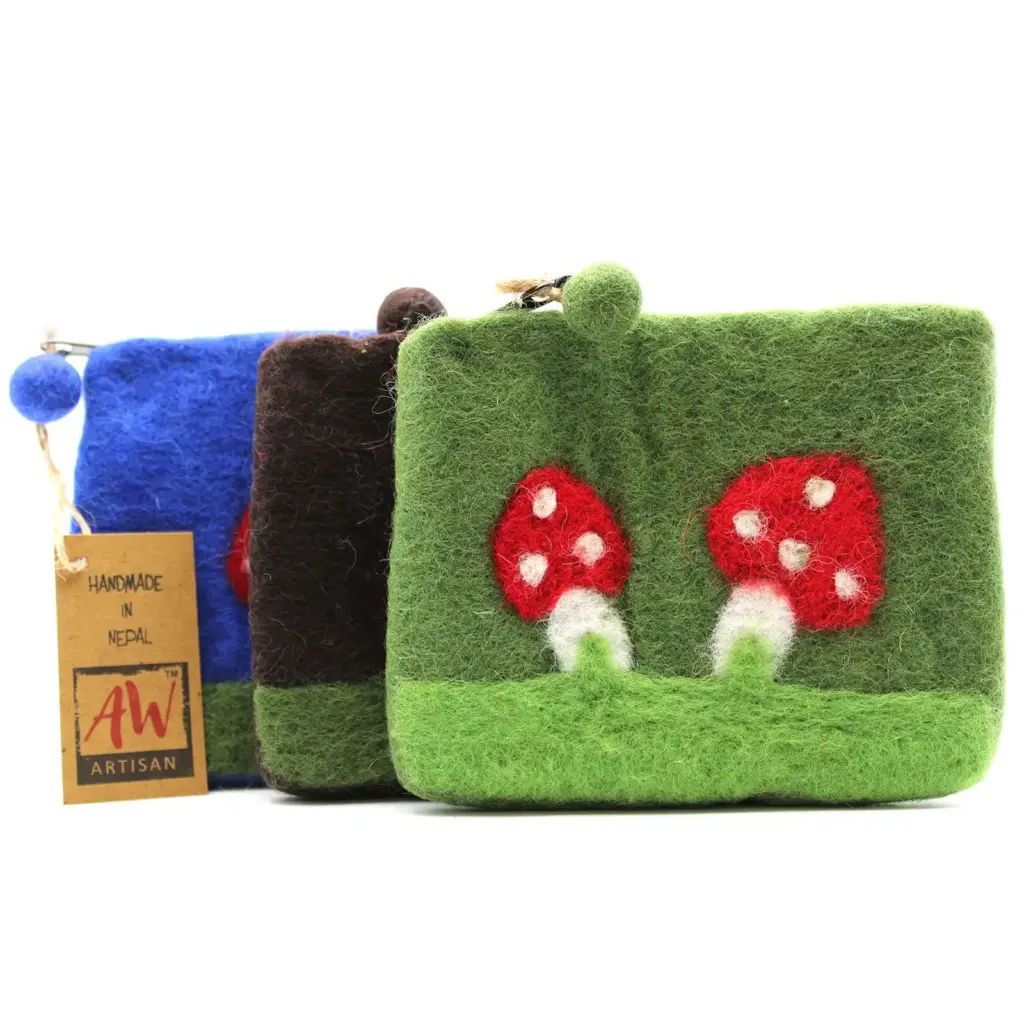 Natural Felt Zipper Pouch (asst) – Mystic Mushrooms | www.artisangoods.co.uk 2 Natural Felt Zipper Pouch (asst) – Mystic Mushrooms | www.artisangoods.co.uk 2