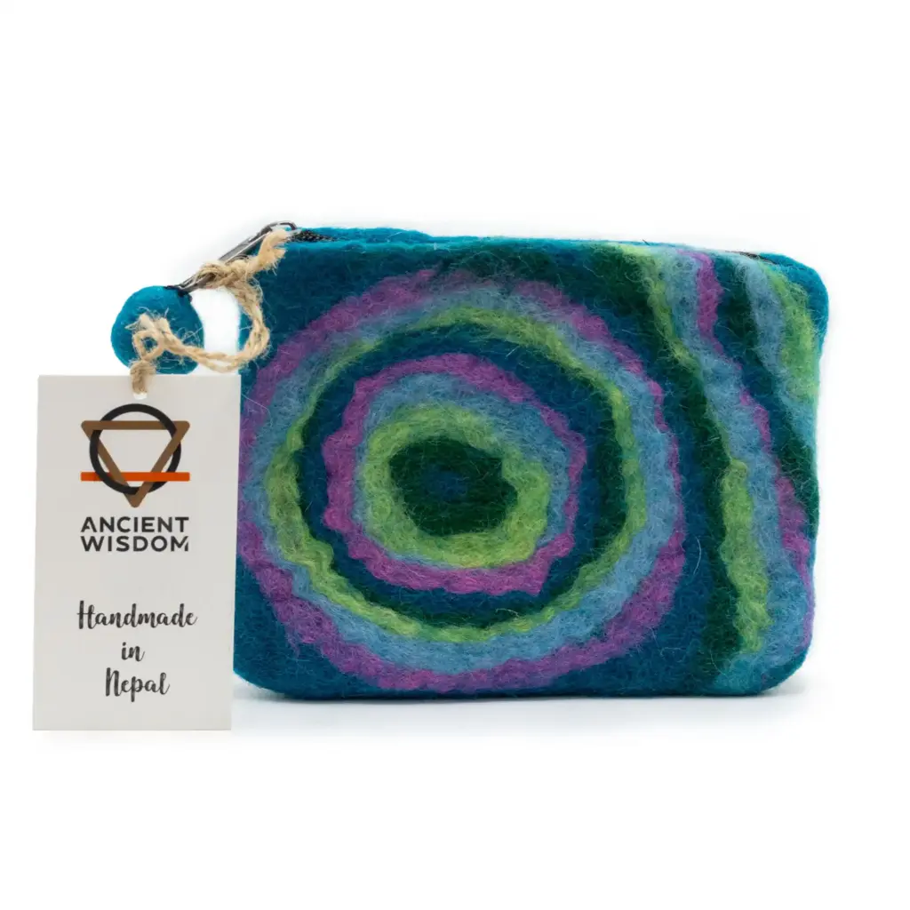 Natural Felt Zipper Pouch (asst) – Psychdelic | www.artisangoods.co.uk
