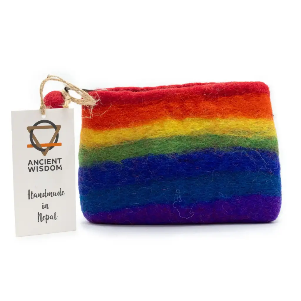 Natural Felt Zipper Pouch (asst) – Rainbow | www.artisangoods.co.uk