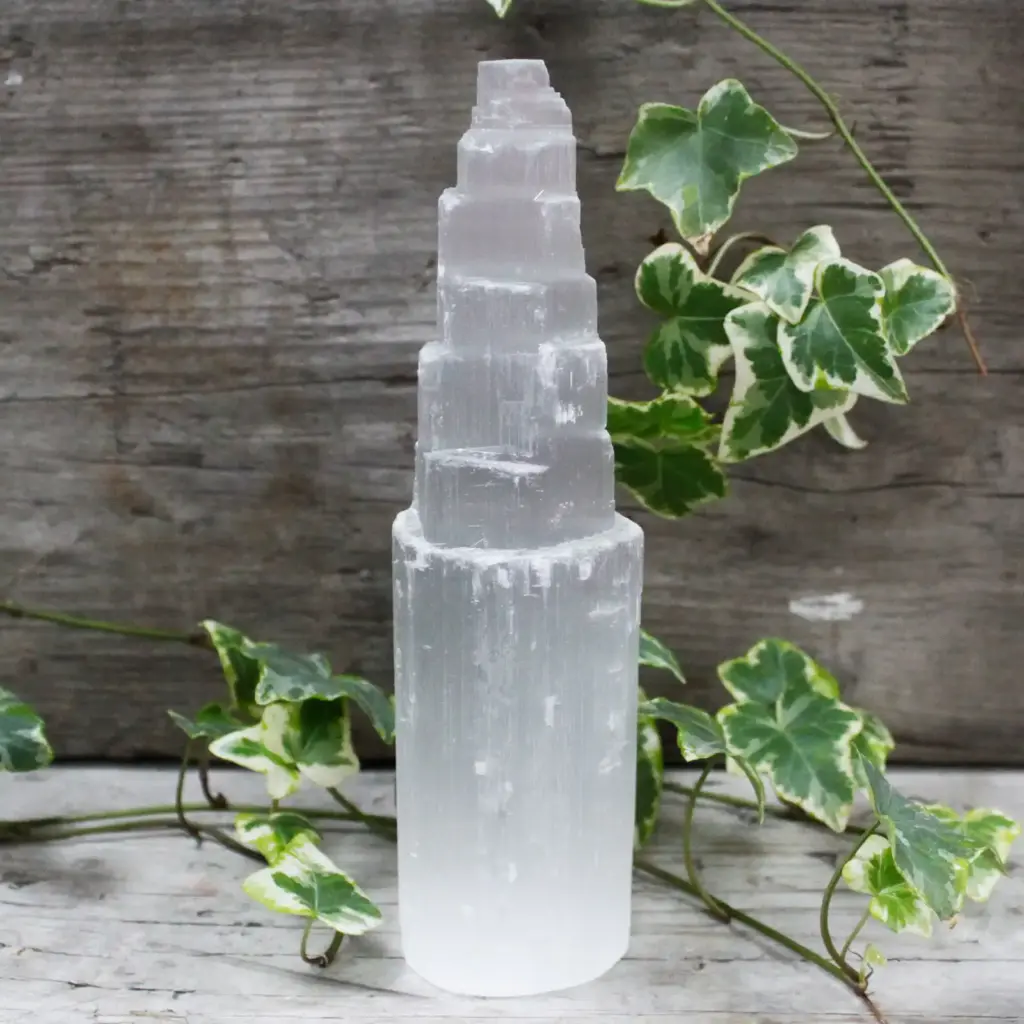 Natural Selenite Tower – 20 cm | www.artisangoods.co.uk