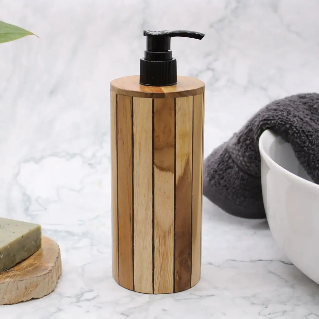 Natural Teakwood Soap Dispenser – Round | www.artisangoods.co.uk 10