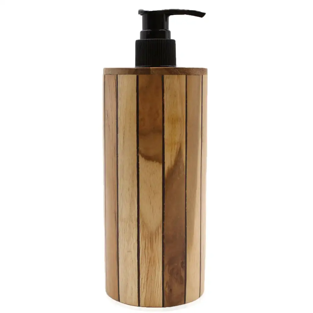 Natural Teakwood Soap Dispenser – Round | www.artisangoods.co.uk Natural Teakwood Soap Dispenser – Round | www.artisangoods.co.uk