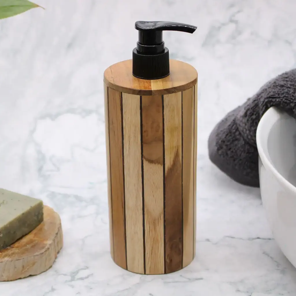 Natural Teakwood Soap Dispenser – Round | www.artisangoods.co.uk 8