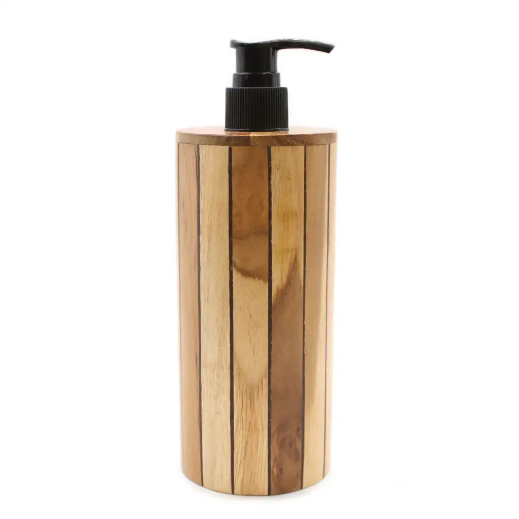 Natural Teakwood Soap Dispenser – Round | www.artisangoods.co.uk 4
