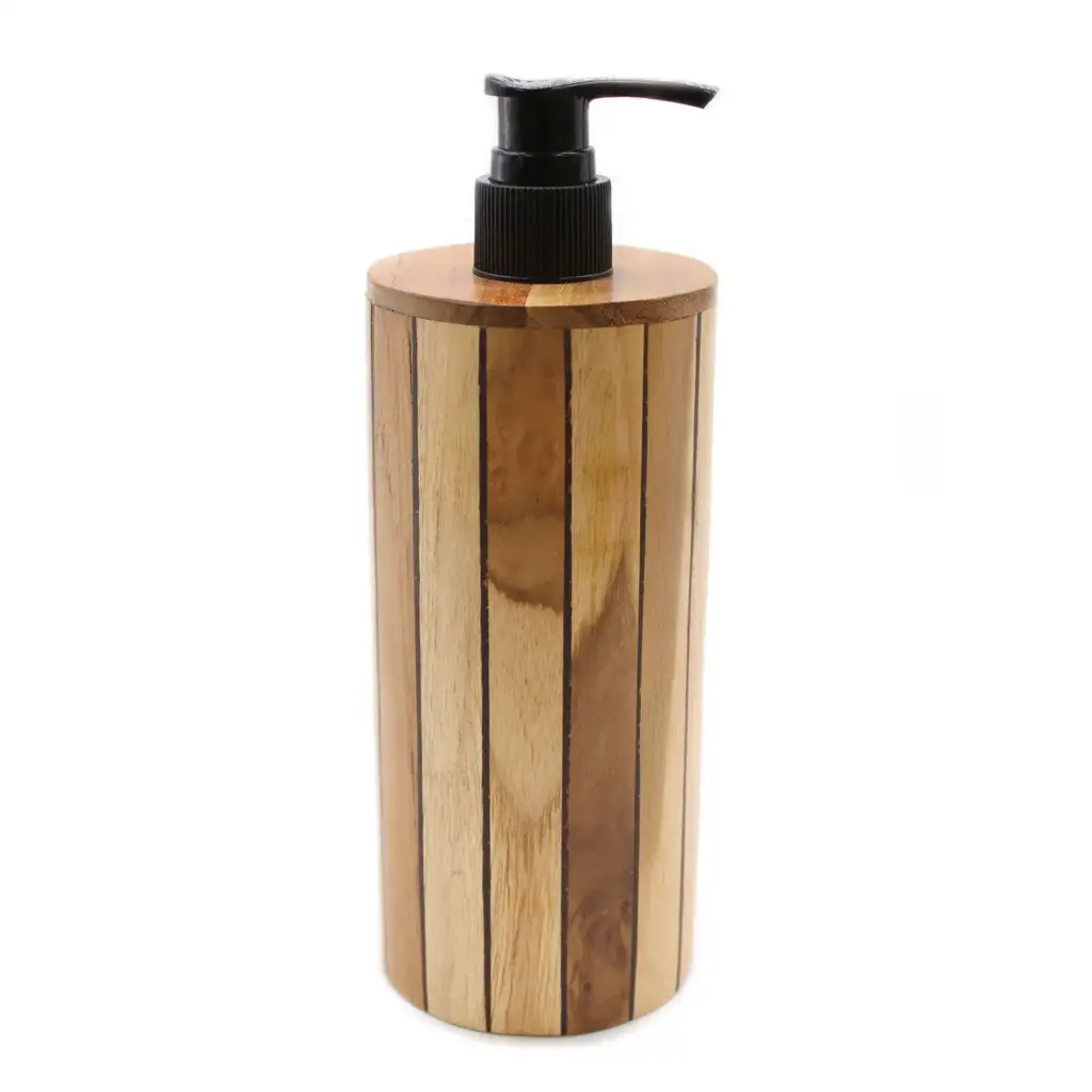 Natural Teakwood Soap Dispenser – Round | www.artisangoods.co.uk 3