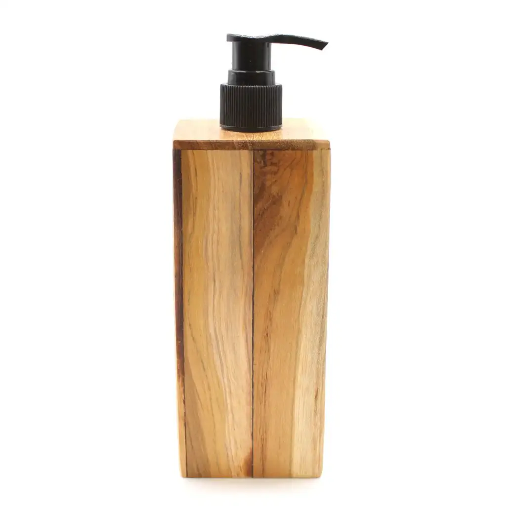 Natural Teakwood Soap Dispenser – Square | www.artisangoods.co.uk 2