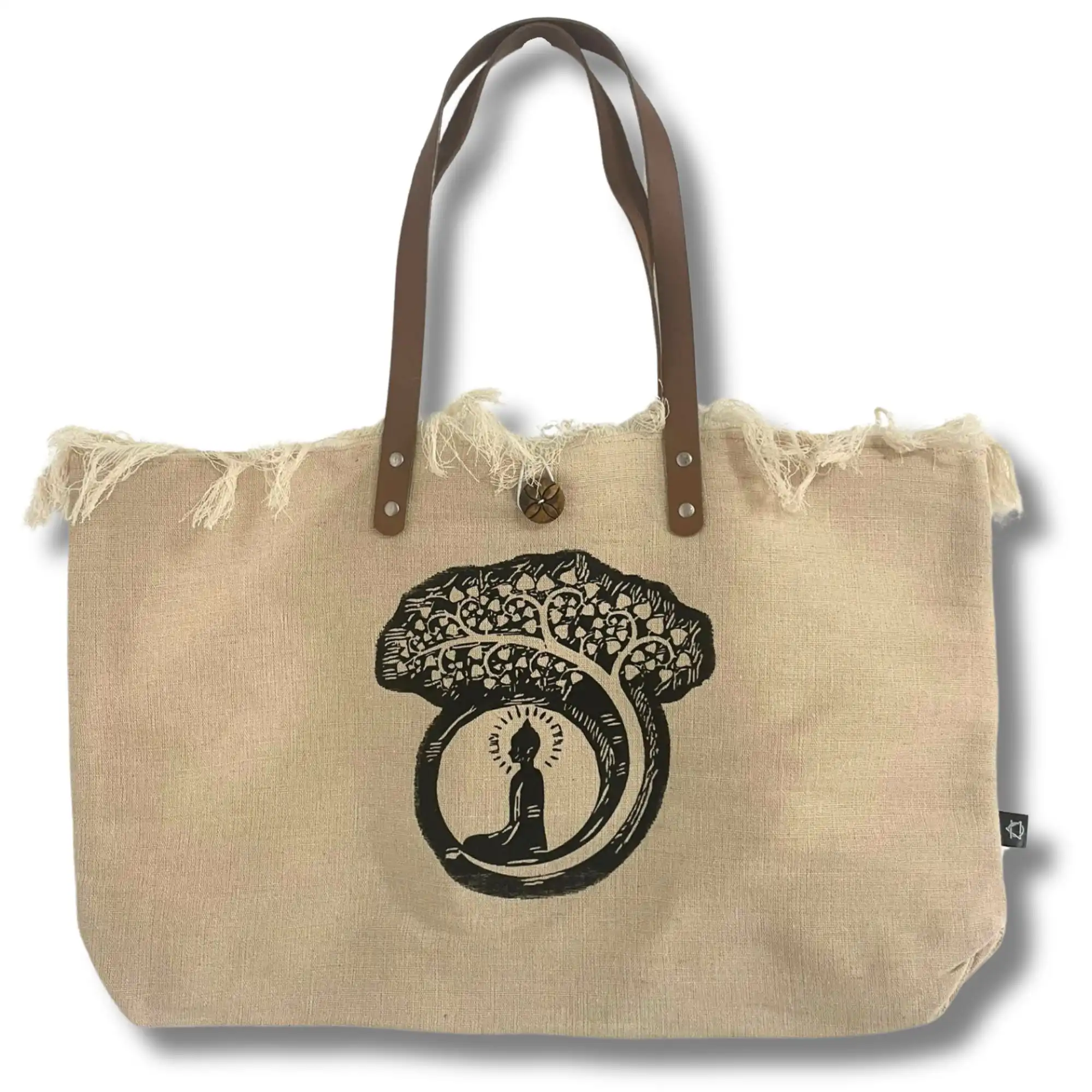 Natural Tote Bag Leather Handle – Buddha | www.artisangoods.co.uk 4 Natural Tote Bag Leather Handle – Buddha | www.artisangoods.co.uk 3