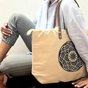 Natural Tote Bag Leather Handle – Mandela | www.artisangoods.co.uk 5