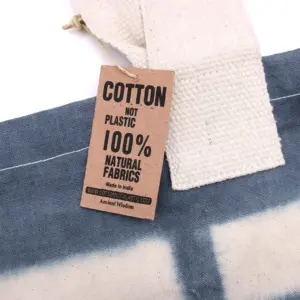 Natural Tye-Dye Cotton Bag (8oz) – 38x42x12cm – Blue Rings – Blue Handle | www.artisangoods.co.uk 5