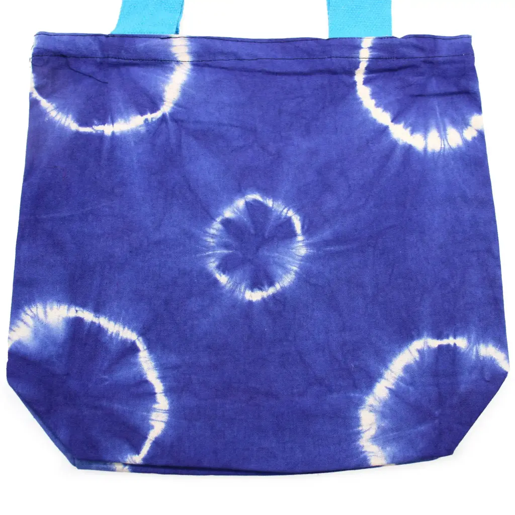 Natural Tye-Dye Cotton Bag (8oz) – 38x42x12cm – Blue Rings – Blue Handle | www.artisangoods.co.uk Natural Tye-Dye Cotton Bag (8oz) – 38x42x12cm – Blue Rings – Blue Handle | www.artisangoods.co.uk