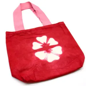 Natural Tye-Dye Cotton Bag (8oz) – 38x42x12cm – Maroon Flower – Pink Handle | www.artisangoods.co.uk 4