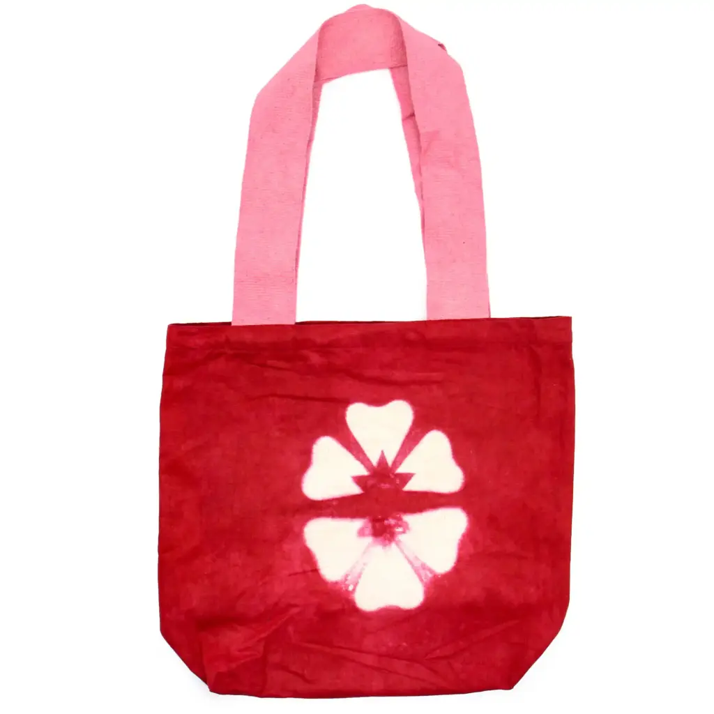 Natural Tye-Dye Cotton Bag (8oz) – 38x42x12cm – Maroon Flower – Pink Handle | www.artisangoods.co.uk Natural Tye-Dye Cotton Bag (8oz) – 38x42x12cm – Maroon Flower – Pink Handle | www.artisangoods.co.uk