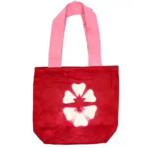 Natural Tye-Dye Cotton Bag (8oz) – 38x42x12cm – Maroon Flower – Pink Handle | www.artisangoods.co.uk 1