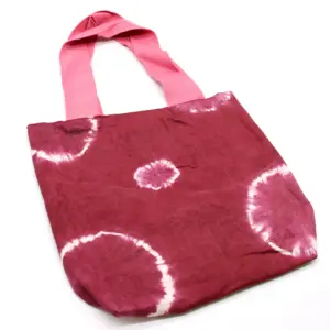 Natural Tye-Dye Cotton Bag (8oz) – 38x42x12cm – Maroon Rings – Pink Handle | www.artisangoods.co.uk 4