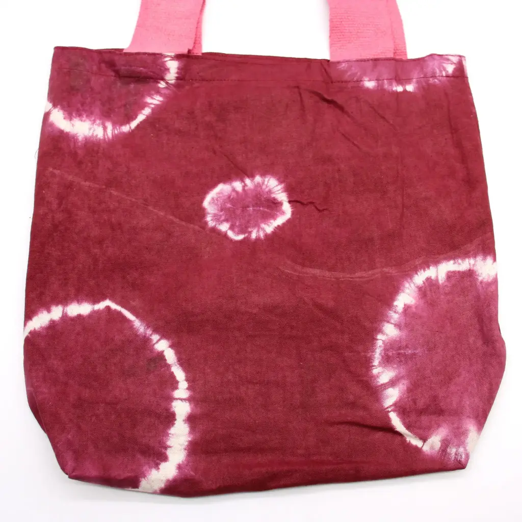 Natural Tye-Dye Cotton Bag (8oz) – 38x42x12cm – Maroon Rings – Pink Handle | www.artisangoods.co.uk 3 Natural Tye-Dye Cotton Bag (8oz) – 38x42x12cm – Maroon Rings – Pink Handle | www.artisangoods.co.uk 3
