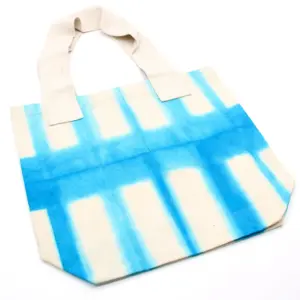 Natural Tye-Dye Cotton Bag (8oz) – 38x42x12cm – Sky Blue Blocks – Natural Handle | www.artisangoods.co.uk 4