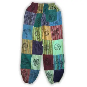 Nomad Sari – Mushroom Pants – Block Print Designs -Green Tones S/M | www.artisangoods.co.uk 4