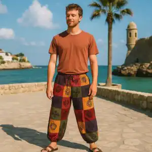 Nomad Sari – Mushroom Pants – Block Print Designs – Orange Tones L/XL | www.artisangoods.co.uk Nomad Sari – Mushroom Pants – Block Print Designs – Orange Tones L/XL | www.artisangoods.co.uk 1