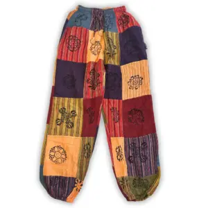 Nomad Sari – Mushroom Pants – Block Print Designs – Orange Tones S/M | www.artisangoods.co.uk 3