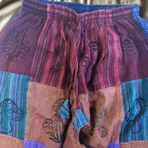 Nomad Sari – Mushroom Pants – Block Print Designs – Purple Tones S/M | www.artisangoods.co.uk 3