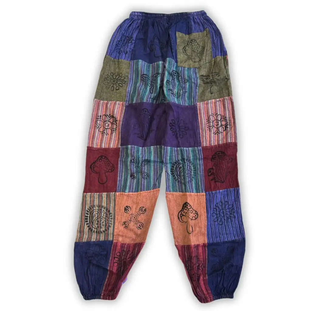 Nomad Sari – Mushroom Pants – Block Print Designs – Purple Tones S/M | www.artisangoods.co.uk 2 Nomad Sari – Mushroom Pants – Block Print Designs – Purple Tones S/M | www.artisangoods.co.uk 2