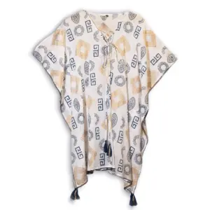 Nomad Sari On the Med Collection – Kaftan – Gold & Blue Greek Motiff – Handpainted | www.artisangoods.co.uk 3