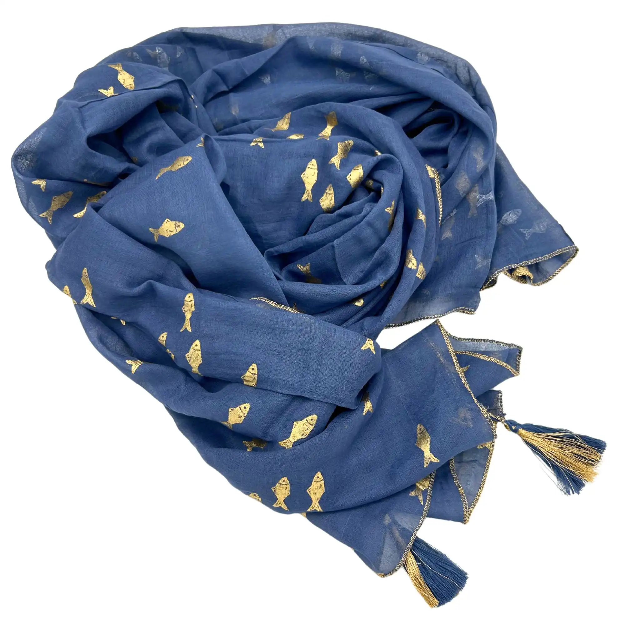 Nomad Sari On the Med Collection – Pareo – Sea Blue & Gold Fish Design | www.artisangoods.co.uk 3 Nomad Sari On the Med Collection – Pareo – Sea Blue & Gold Fish Design | www.artisangoods.co.uk 2