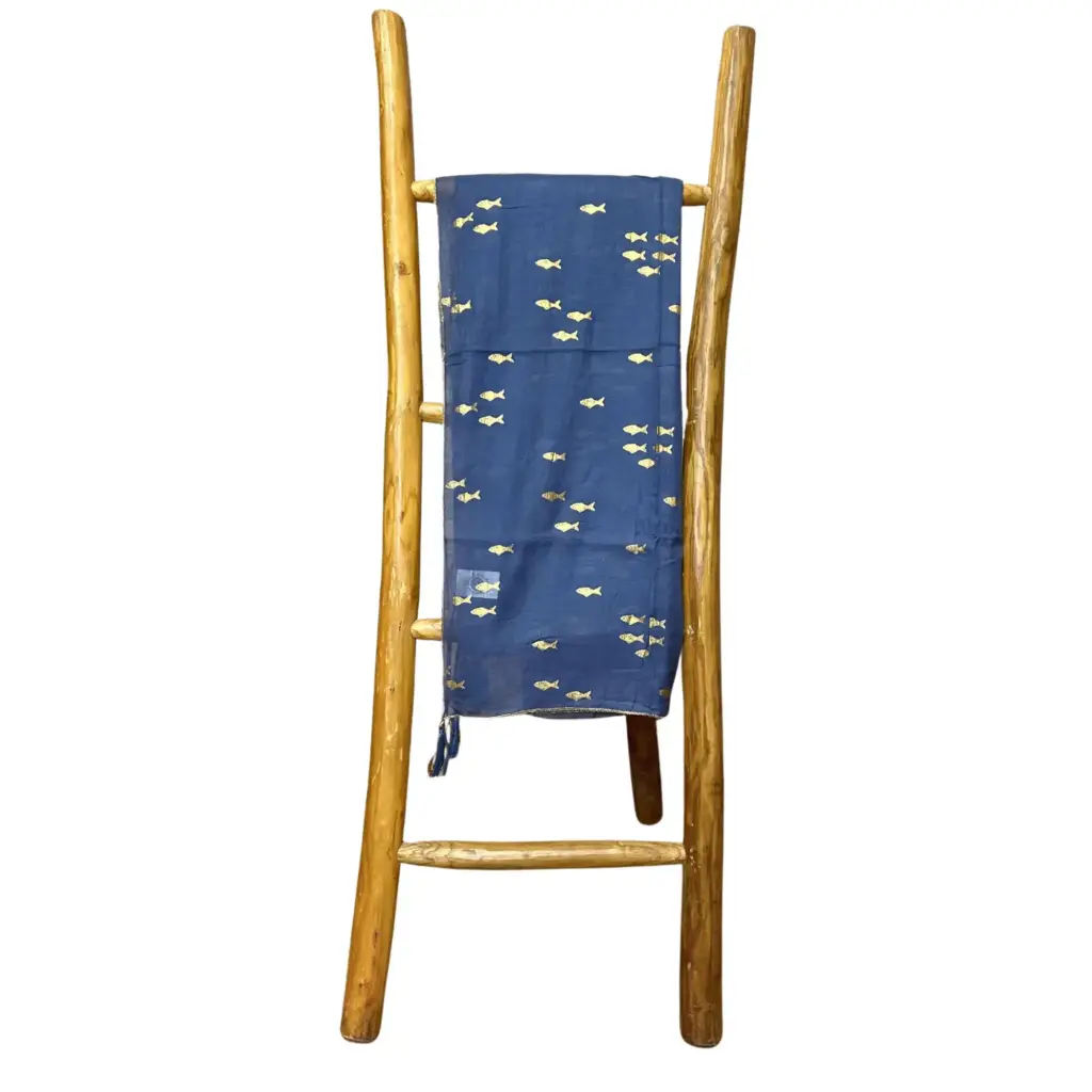 Nomad Sari On the Med Collection – Pareo – Sea Blue & Gold Fish Design | www.artisangoods.co.uk